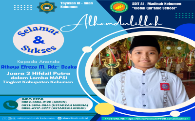SD IT Al - Madinah Berprestasi pada Lomba Mata Pelajaran Pendidikan Agama Islam dan Seni Islami (MAPSI) 2022 Kabupaten  Kebumen